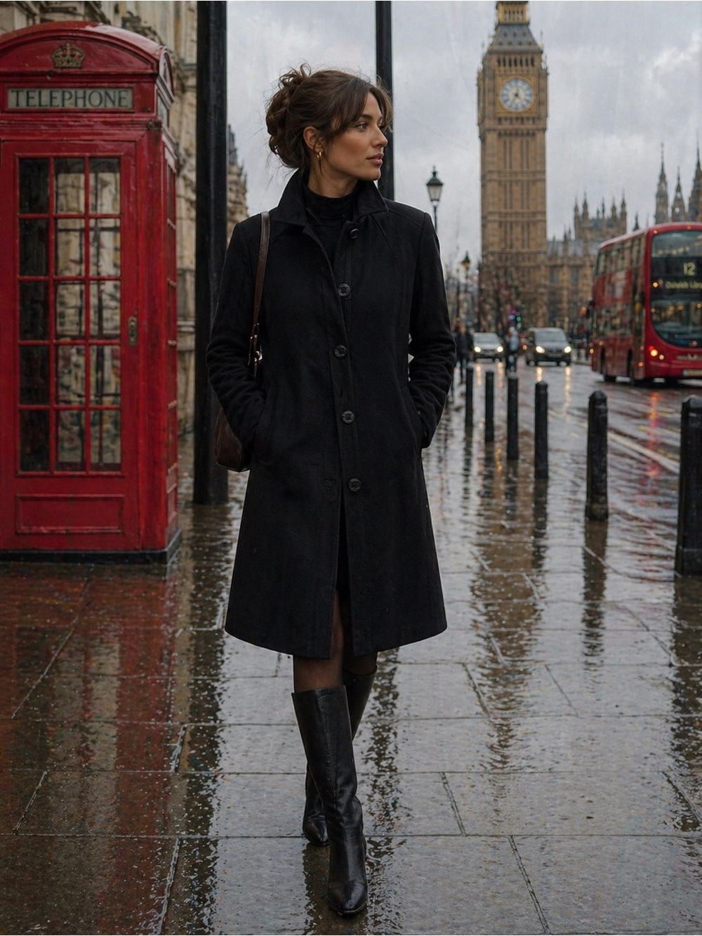 UK 4 US 2 Burberry Black Women's Button-Front Coat